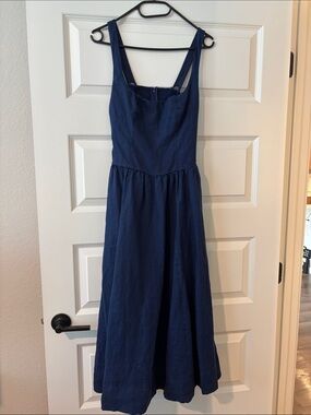 🌊 Reformation Janu Linen Dress | Size 6 | Danube (Navy)